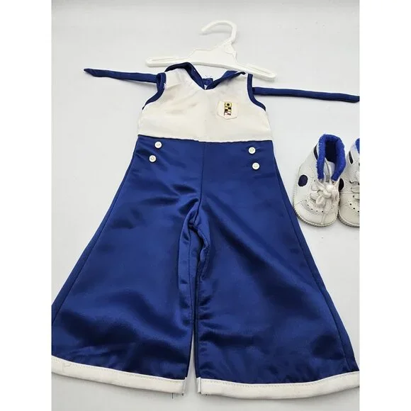 AMERICAN GIRL DOLL KIT SAILOR BEACH PJ PAJAMAS  BLUE WHITE RETIRED w/ Sneakers - Picture 3 of 5